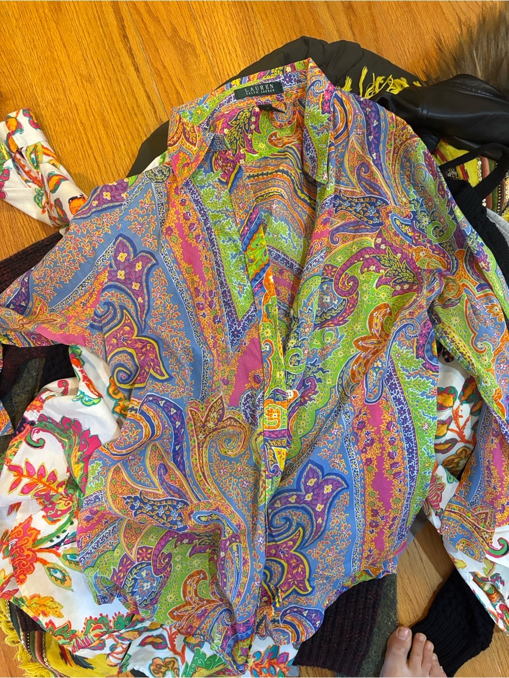 Lauren Ralph Lauren Paisley Print Multicolor Button-Up Shirt